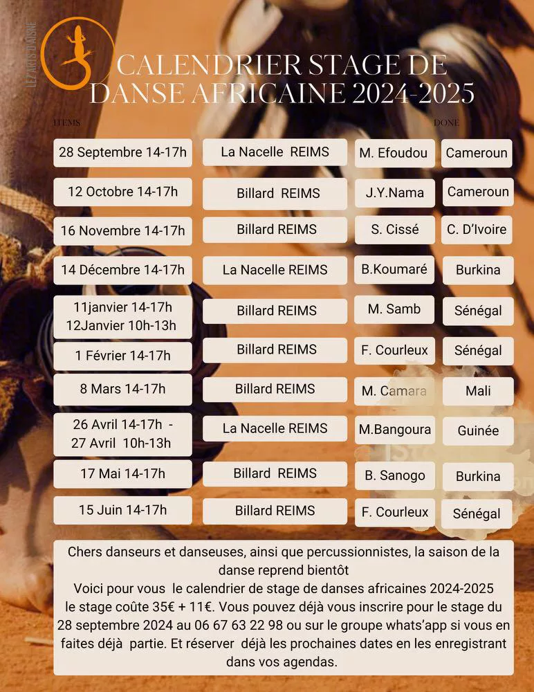 Calendrier des stages 2024-2025